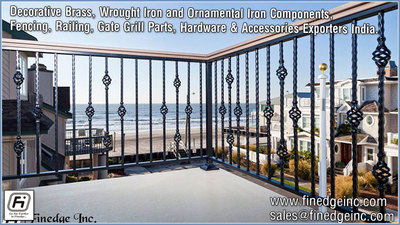 Decorative wrought iron and ornamental iron components, fencing hardware, railing parts, gate grill parts,wrought iron hardware & accessories manufacturers exporters in India UK, USA, Germany, Italy, Canada, UAE http://www.finedgeinc.com contact no. +91-8289000018, +91-9815651671 sales@finedgeinc.com
