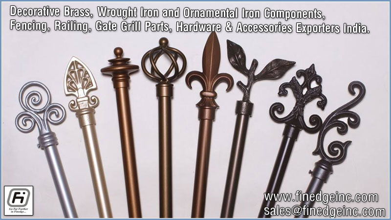 wrought iron and ornamental iron components, fencing hardware, railing parts, gate grill iron hardware accessories manufacturers exporters in India UK, USA, Germany, Canada, UAE http://www.finedgeinc.com contact no. + ...